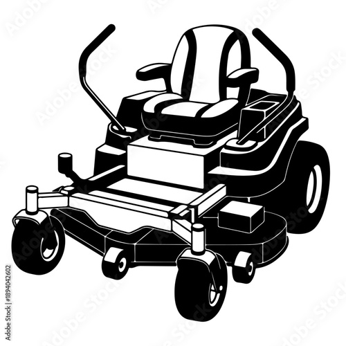 Zero-turn riding lawn mower, a bold Silhouette Vector