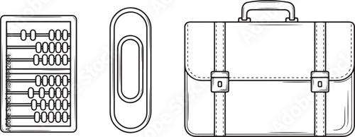 Abacus, USB Drive, Briefcase Illustration.
