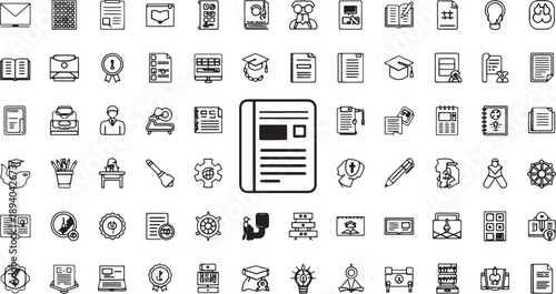 Black and White Document Icon Set.