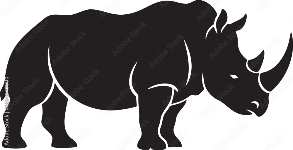 Fototapeta premium black rhinoceros standing profile