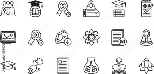 Collection of Education Icons Outlined.