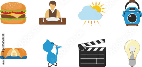 Collection of Various Cartoon Icons.