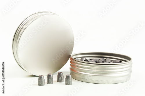Photos Box of buckshot on white background