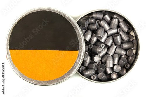 Tableau sur toile Box of buckshot on white background