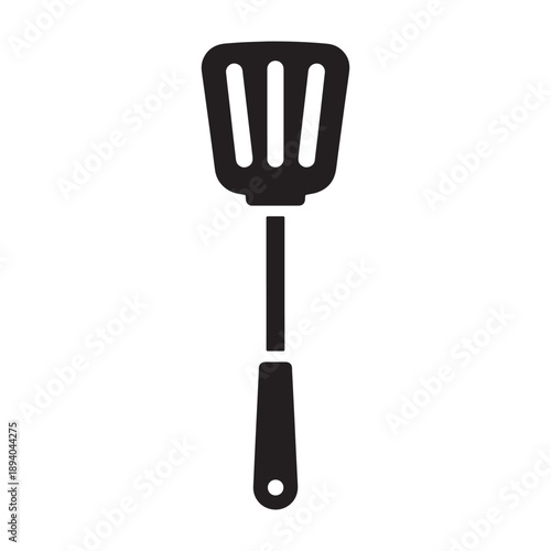 A black silhouette of a spatula against a clean white background vector shilhoutte icon use as a symbol, web graphic design, and infographic icon