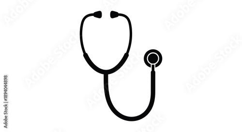 A minimalist depiction of a black medical stethoscope a symbol of healthcare and patient diagnosis as a silhouette high quality
