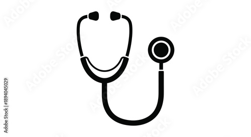 A stark black representation of a medical stethoscope a vital tool for healthcare professionals in silhouette high quality professional detailed