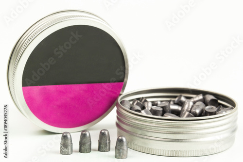Photography Box of buckshot on white background