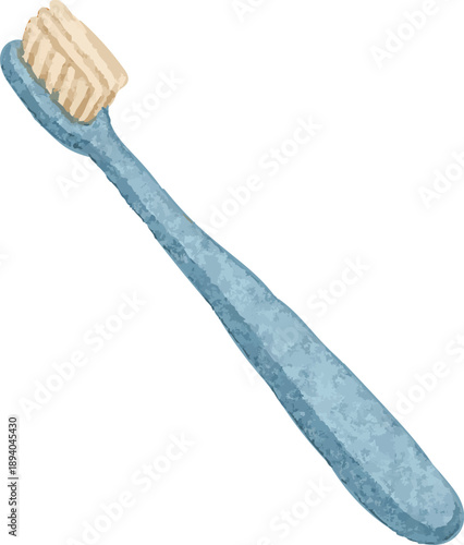 Vector watercolor illustrations of a toothbrush
