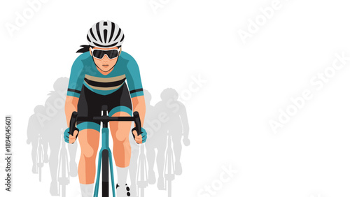 Cyclist in action: dynamic racing scene with focus on athlete leading the pack