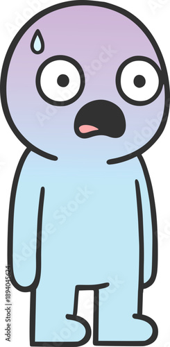 Scared character looking with open eyes