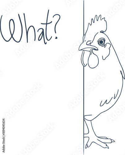 Funny lineal draw of chicken looking