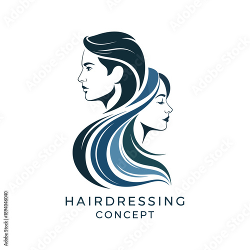 Elegant logo featuring profiles of a man and woman with flowing hair