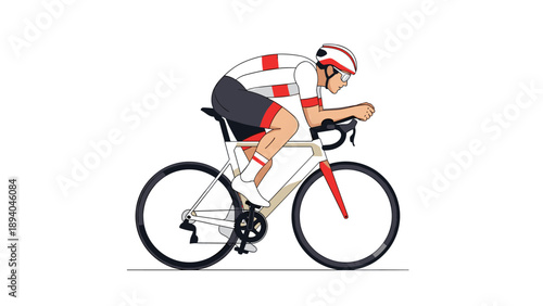 Cyclist in dynamic racing posture with modern sportswear