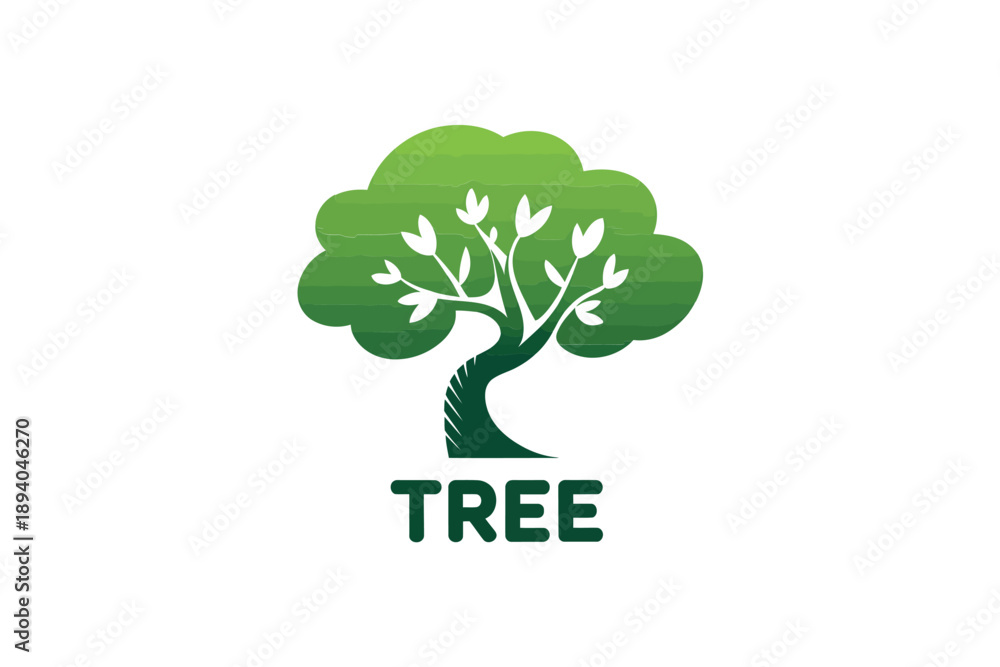Obraz premium Stylized green tree logo with text reading tree underneath it