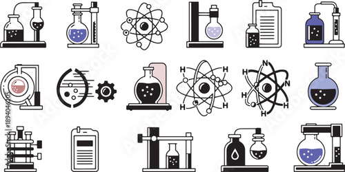 Laboratory Equipment and Scientific Symbols.