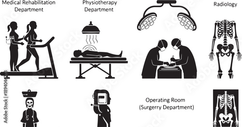 Medical Department Icons Black White.
