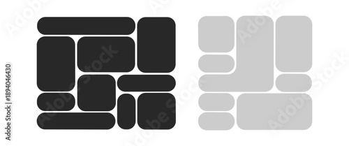 Dark Gray and Light Gray Rounded Shapes in Grid Layouts