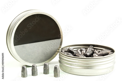 Photography Box of buckshot on white background