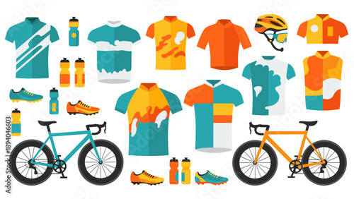 Vibrant cycling gear and accessories collection for enthusiasts