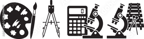 Scientific and Artistic Tools Icons.
