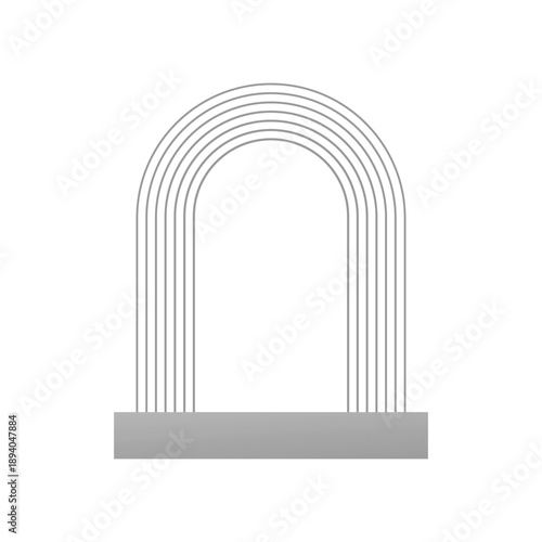 Minimal abstract arch line podium in soft gray tones, perfect for modern product display, branding mockups, and clean layouts.