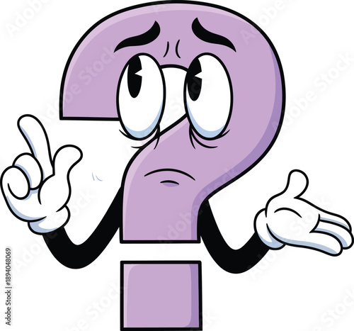 Confused question mark character isolated on transparent background