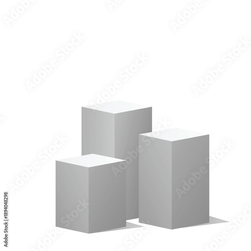 Three rectangular prisms of varying heights arranged side by side, forming a simple 3D bar chart ideal for showcasing hierarchy