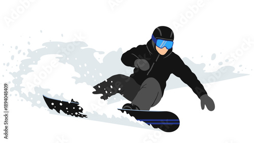 Snowboarder in action: dynamic winter sports scene in flat style