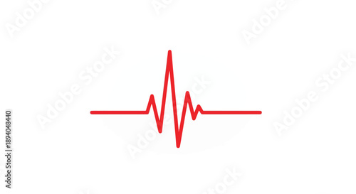 Simple bright red electrocardiogram heartbeat line graphic displayed on a white background