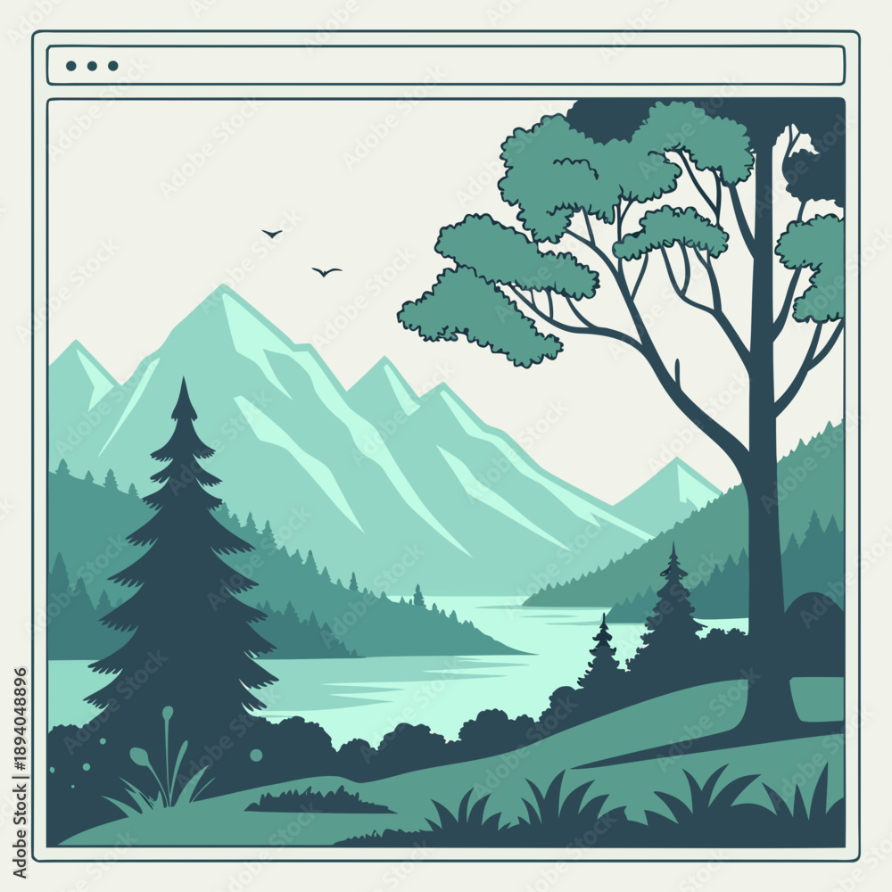 Fototapeta premium Website hero section landscape vector with nature elements