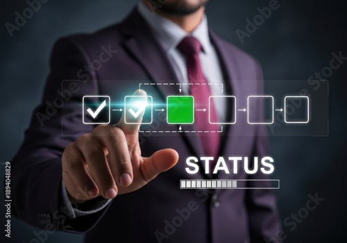 Business Project Status Update and Process Completion Tracking Interface with Digital Progress Bar