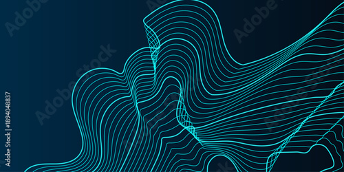 Minimal topographic line map background in blue. Topography map. Topographic lines background, topography, terrain topography.