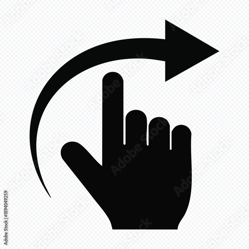 Hand Swiping Right Gesture Icon - Intuitive Navigation for Touchscreen Devices and UI Design Elements