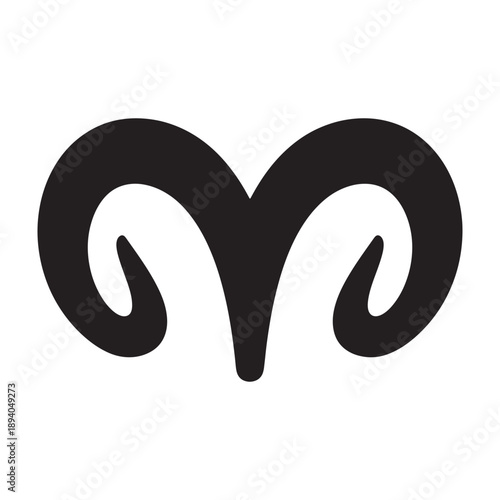 A black Aries zodiac symbol on a white background silhouette vector shilhoutte icon use as a symbol, web graphic design, and infographic icon
