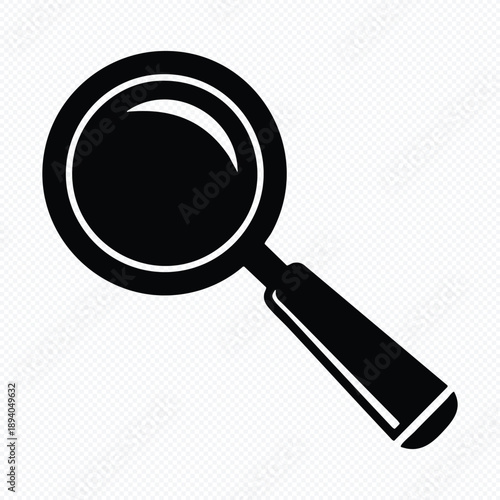 Solid Magnifying Glass Icon - Symbol of Search, Zoom, Discovery, and Detailed Investigation