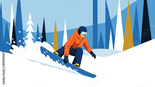 Dynamic snowboarding adventure: colorful abstract winter sport scene