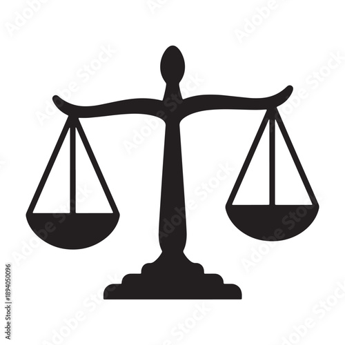 A silhouette of justice scales stands for fairness and equality in law silhouette vector shilhoutte icon use as a symbol, web graphic design, and infographic icon