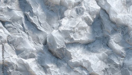 Close-up of rough, textured rock surface. Detailed, natural, and pale shades of white and gray