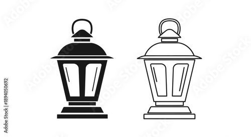 Classic street lamp black white outdoor lighting Vector