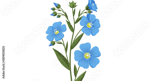 Vibrant Blue Flax Flowers Blooming in Summer Garden for Nature Websites and Wellness Brands
