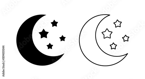 Moon stars night sky illustration vector Vector