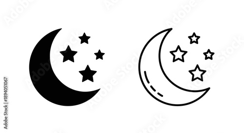 Moon stars night sky illustration Vector
