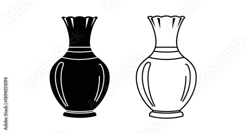 Classic vase design black white illustration Vector