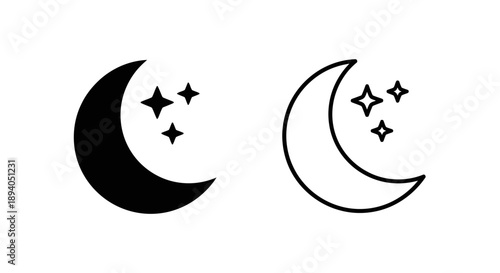 Moon star night sky symbols illustration Vector