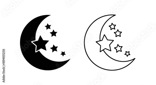 Moon star night sky illustration vector Vector