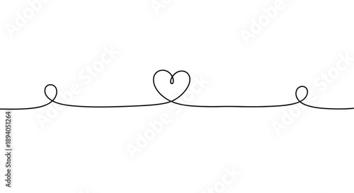Continuous one line drawing symbolizes romance and affection with a simple heart shape