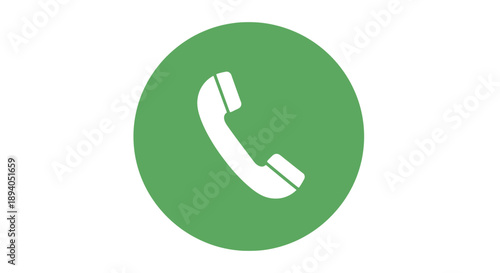 Simple white telephone receiver icon in a solid green circular background for contact indication