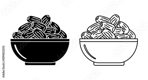 Black and white bowls with nuts illustration Vector
