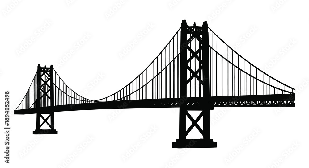 Fototapeta premium A striking black and white depiction of the bay bridge s iconic structure presented as a bold silhouette high quality professional